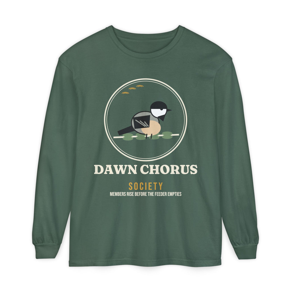 Dawn Chorus Society Long Sleeve T-Shirt - Comfort Colors Birding Tee