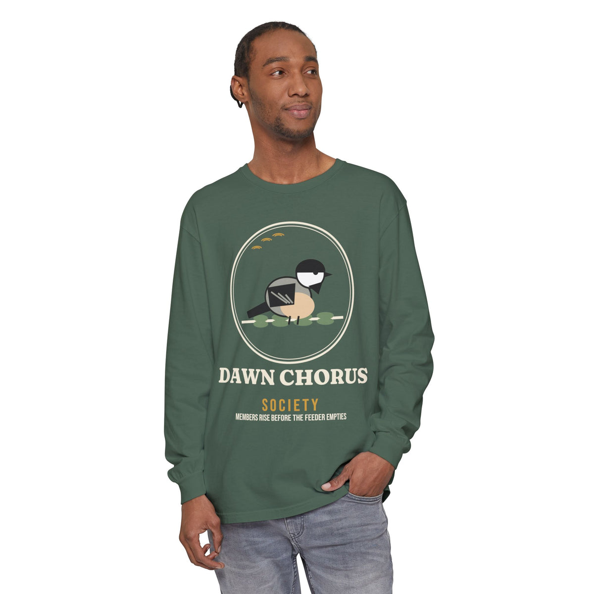 Dawn Chorus Society Long Sleeve T-Shirt - Comfort Colors Birding Tee