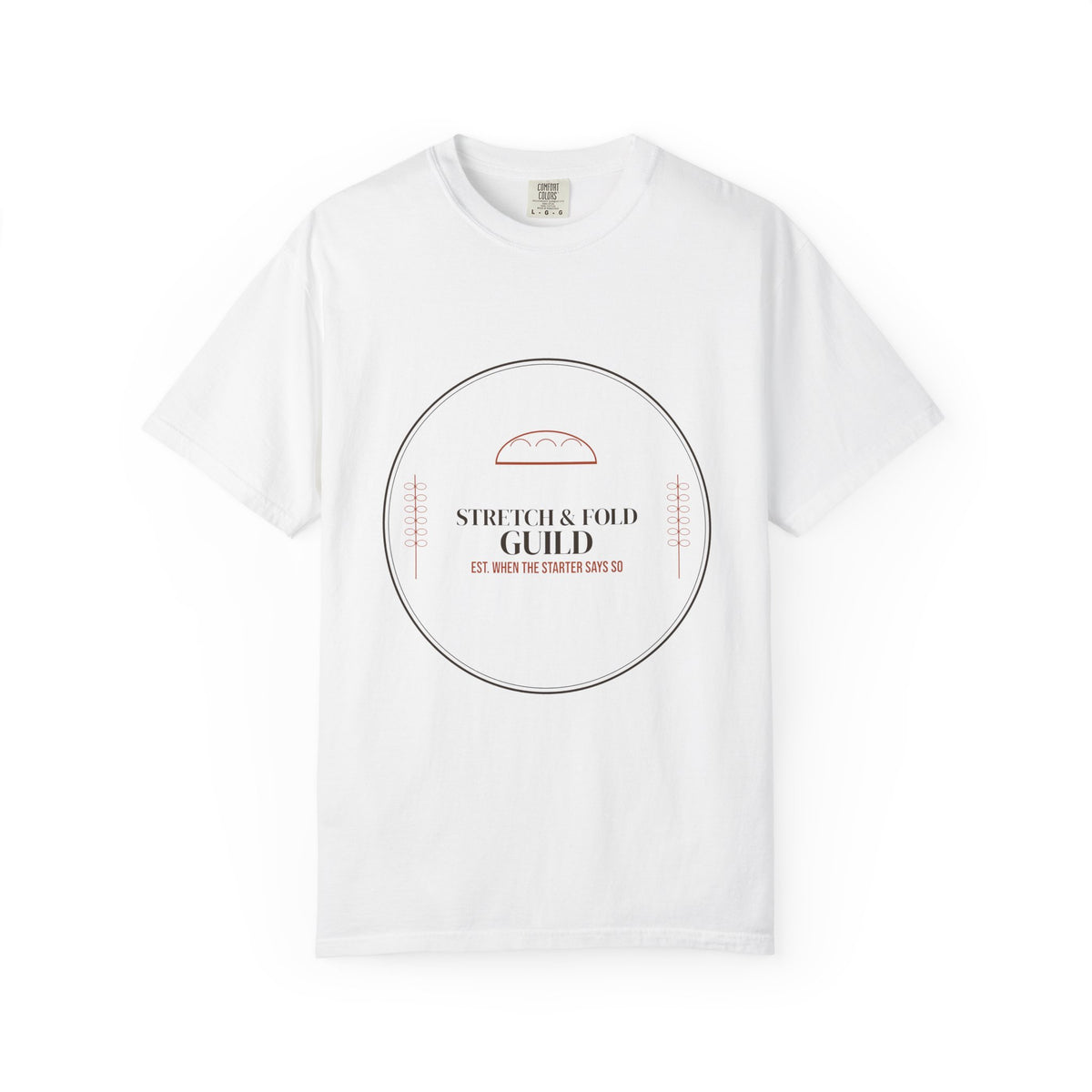 Stretch & Fold Guild sourdough T-shirt, product mockup 1
