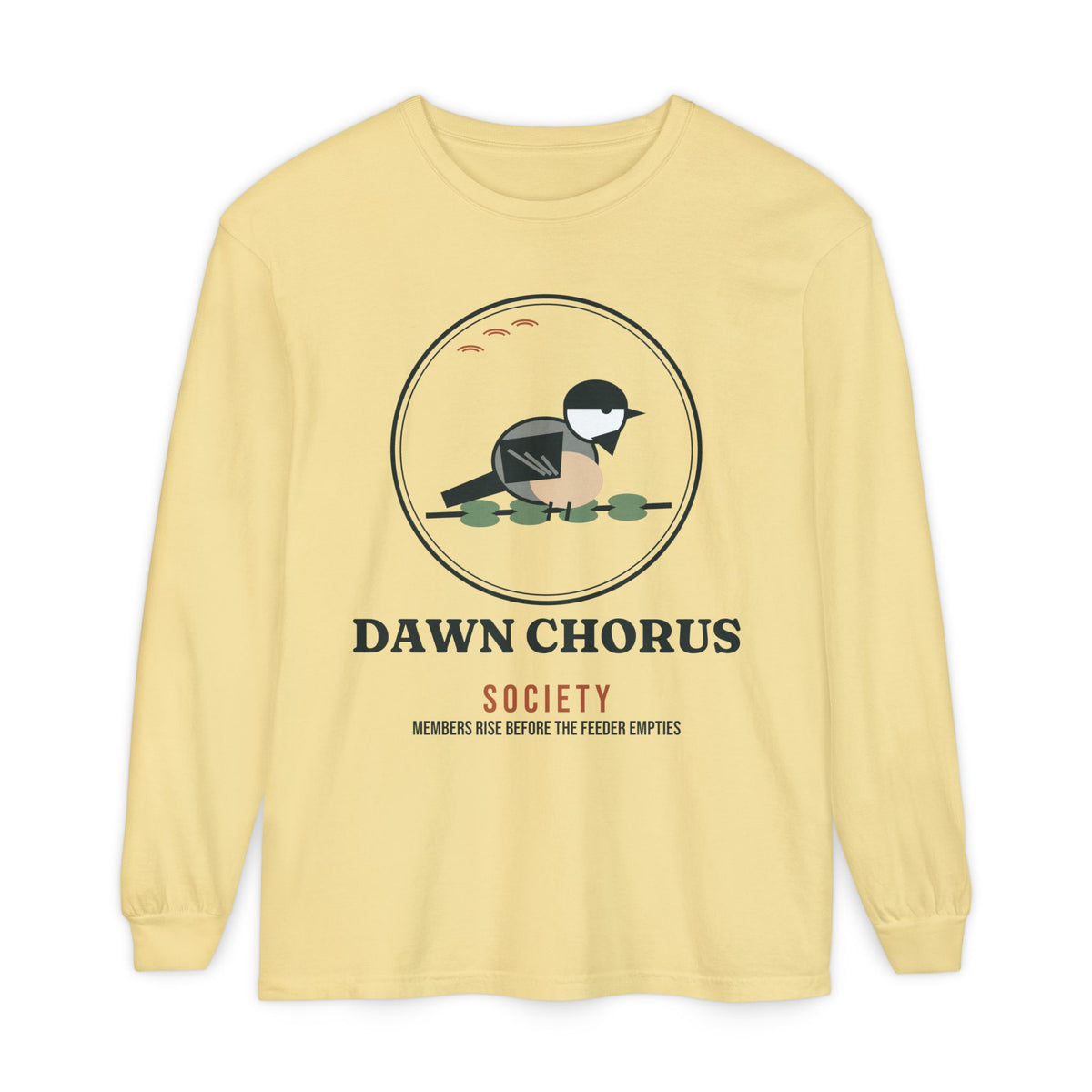 Dawn Chorus Society Long Sleeve T-Shirt - Comfort Colors Birding Tee