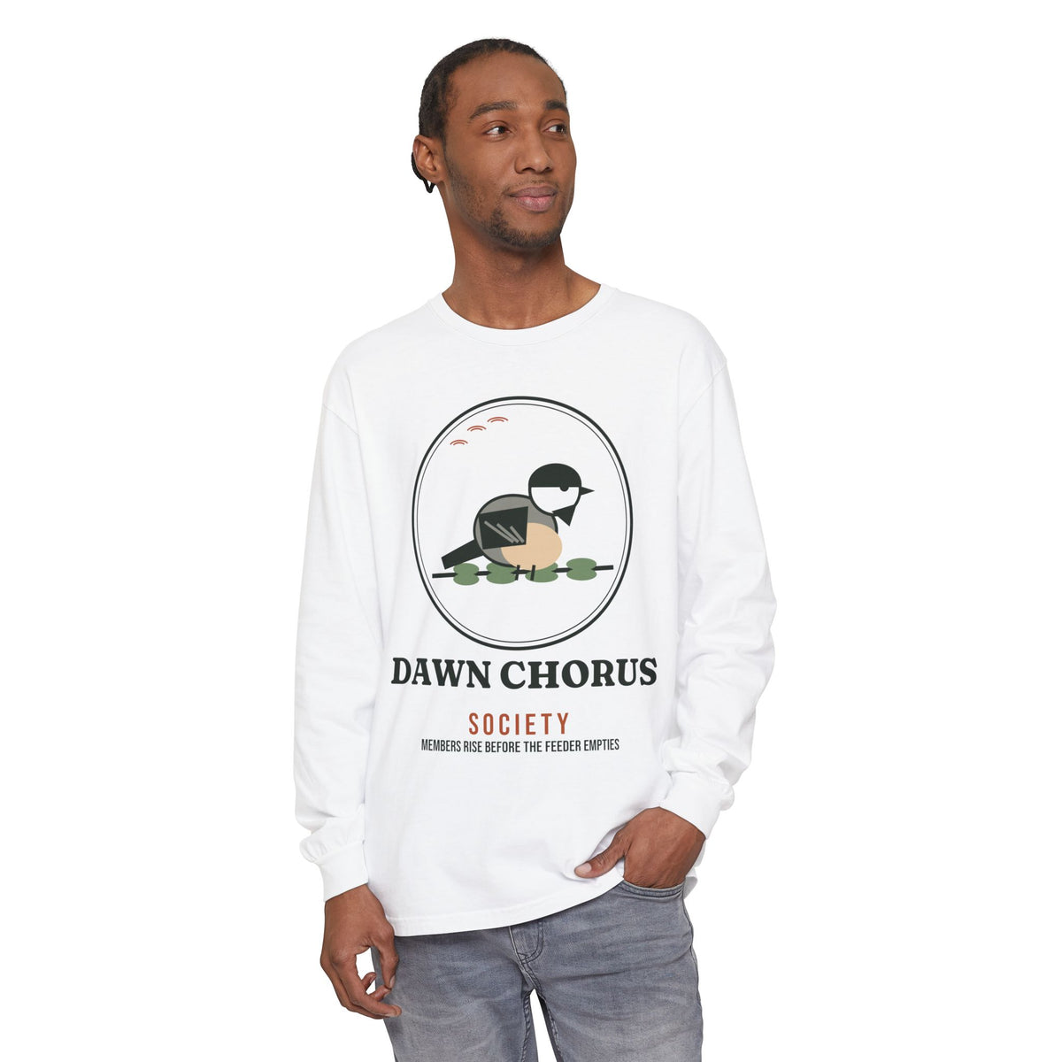 Dawn Chorus Society Long Sleeve T-Shirt - Comfort Colors Birding Tee