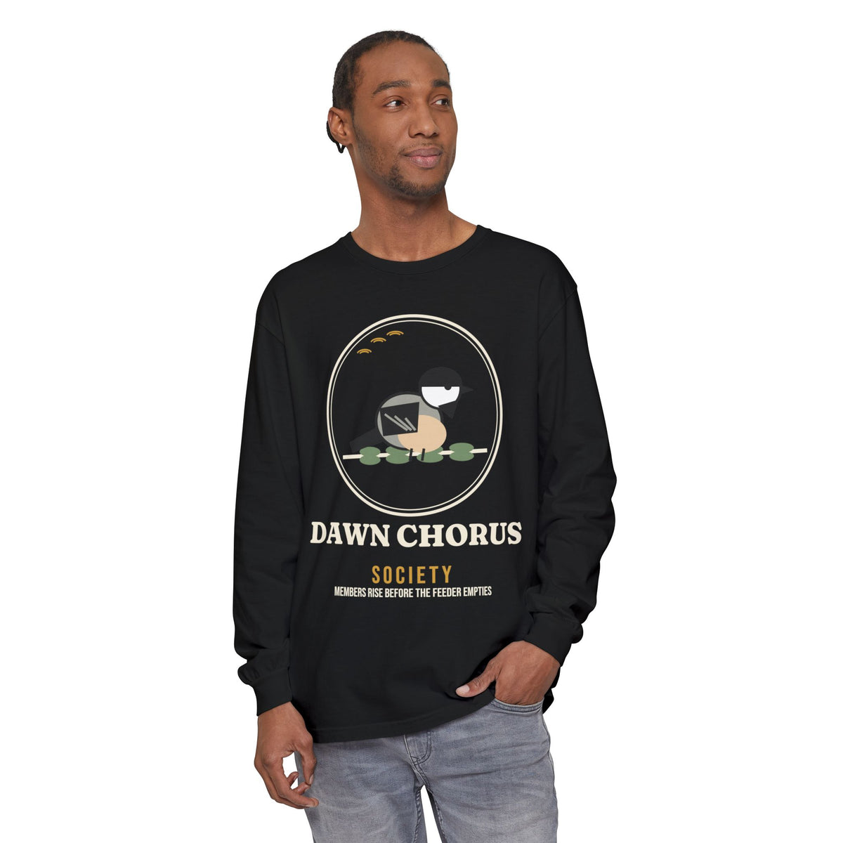 Dawn Chorus Society Long Sleeve T-Shirt - Comfort Colors Birding Tee