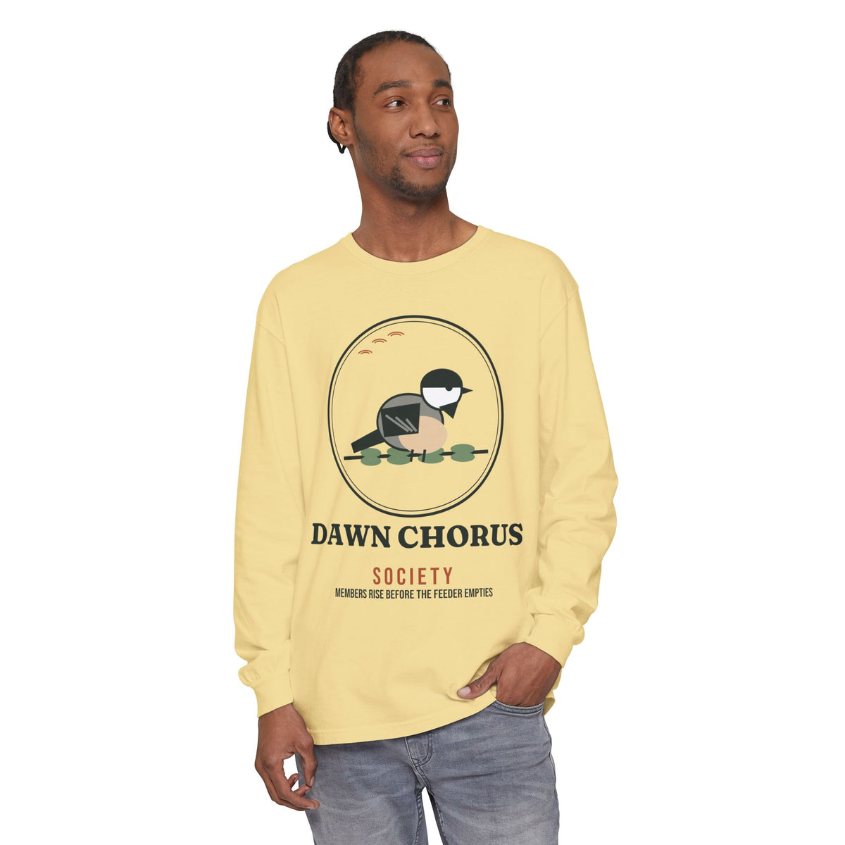Dawn Chorus Society Long Sleeve T-Shirt - Comfort Colors Birding Tee